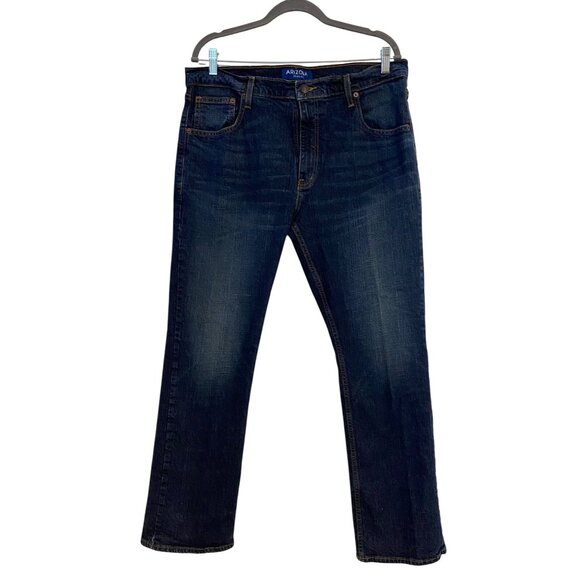 Arizona Jean Co Mens Flex Bootcut Jeans Size 36x32 Dark Wash Denim Work Pants - Picture 1 of 15
